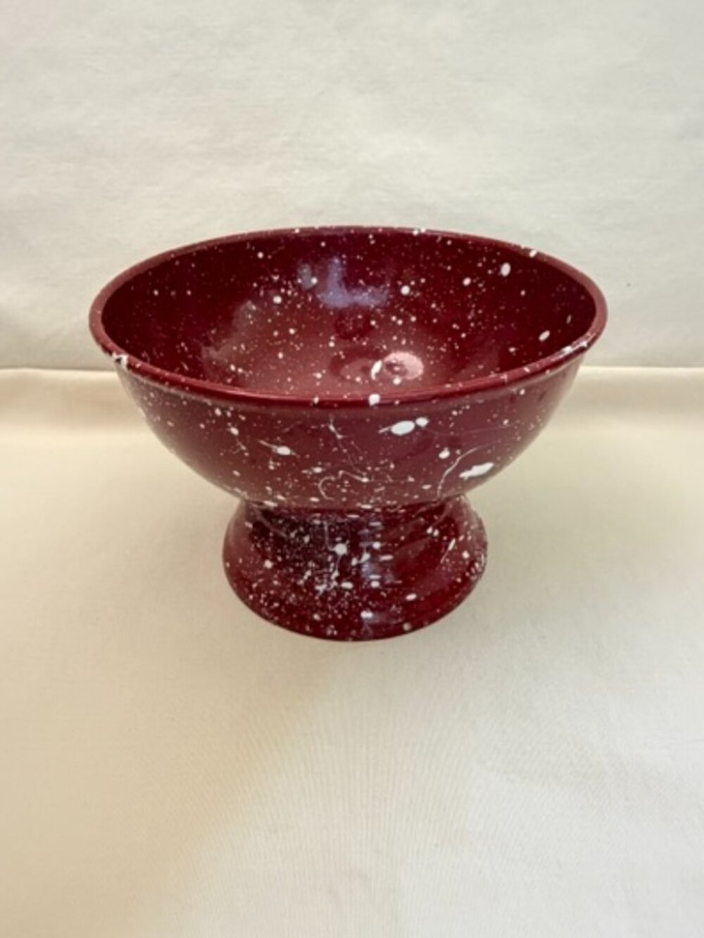 Red and White Splatter Enamelware Bowl